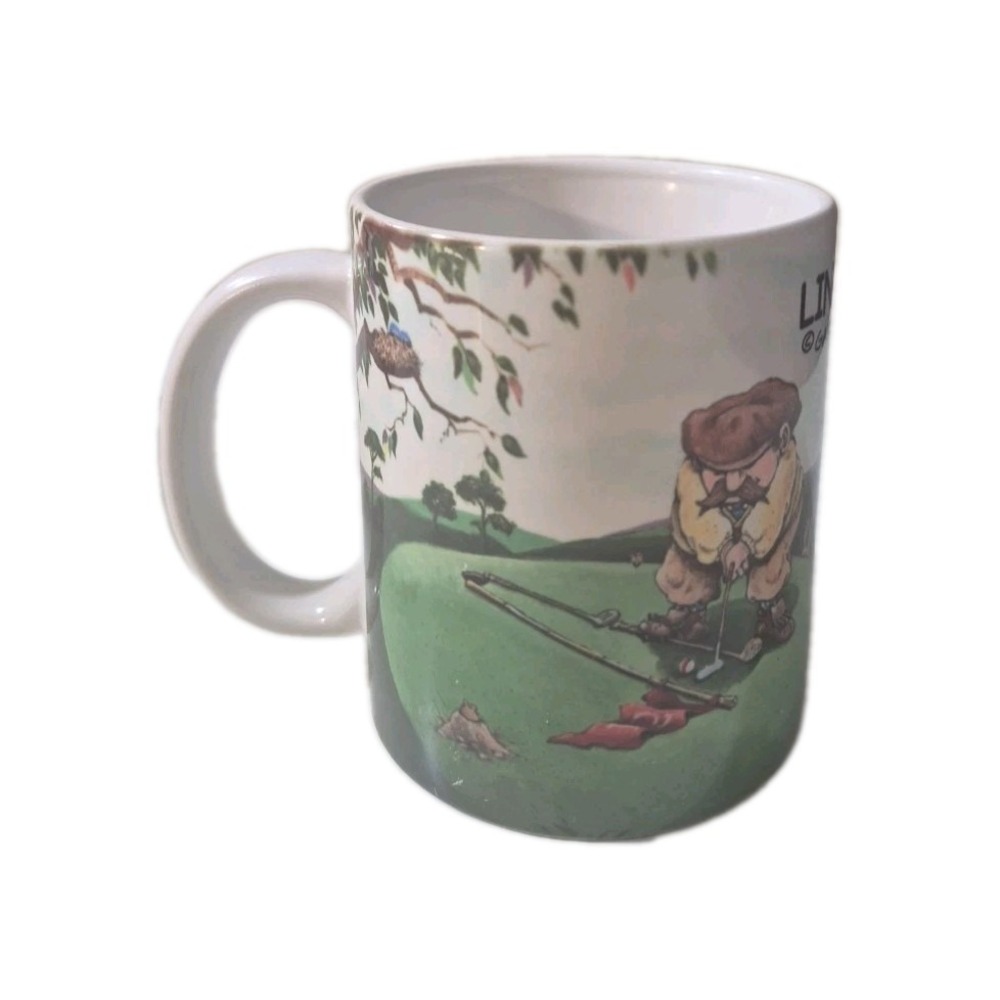 Vintage Gary Patterson Golf Mug – Lining Up Putting‎ Cartoon Sports Art